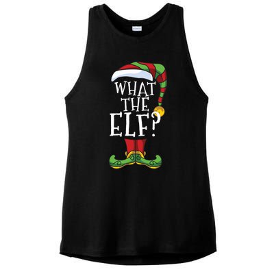 What The Elf? Family Matching Christmas Group Gift Pajama Gift Ladies PosiCharge Tri-Blend Wicking Tank