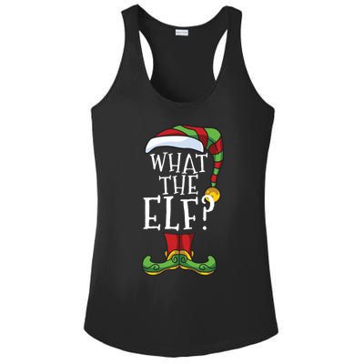 What The Elf? Family Matching Christmas Group Gift Pajama Gift Ladies PosiCharge Competitor Racerback Tank