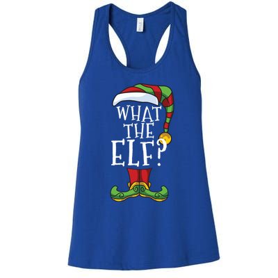 What The Elf? Family Matching Christmas Group Gift Pajama Gift Women's Racerback Tank