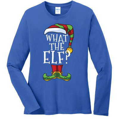 What The Elf? Family Matching Christmas Group Gift Pajama Gift Ladies Long Sleeve Shirt