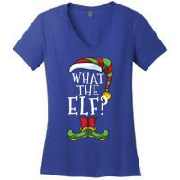 What The Elf? Family Matching Christmas Group Gift Pajama Gift Women's V-Neck T-Shirt