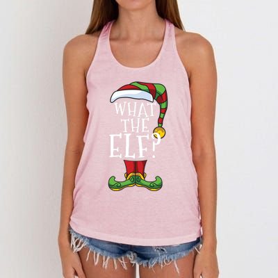 What The Elf? Family Matching Christmas Group Gift Pajama Gift Women's Knotted Racerback Tank