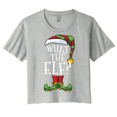 What The Elf? Family Matching Christmas Group Gift Pajama Gift Women's Crop Top Tee