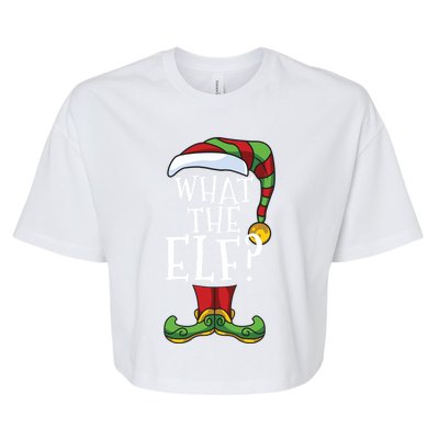 What The Elf? Family Matching Christmas Group Gift Pajama Gift Bella+Canvas Jersey Crop Tee