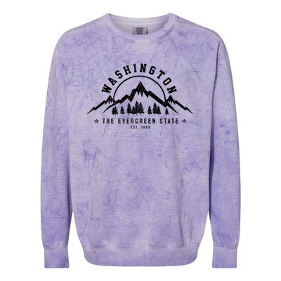 Washington The Evergreen State Nature Mountains Outdoor Gift T Colorblast Crewneck Sweatshirt