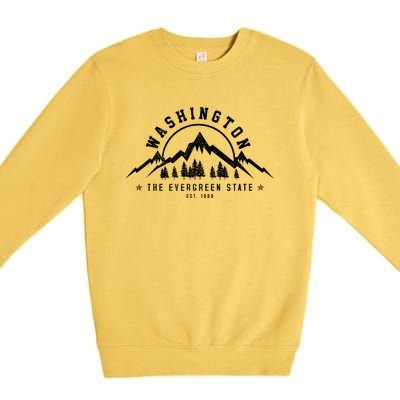 Washington The Evergreen State Nature Mountains Outdoor Gift T Premium Crewneck Sweatshirt