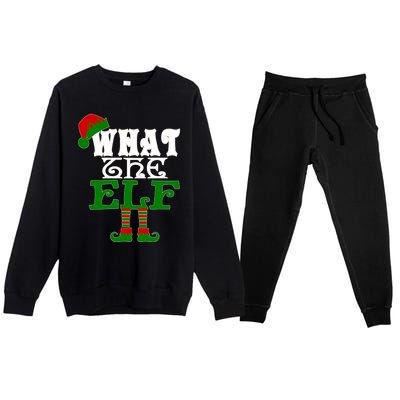 What The Elf Ugly Christmas Funny Gift Premium Crewneck Sweatsuit Set