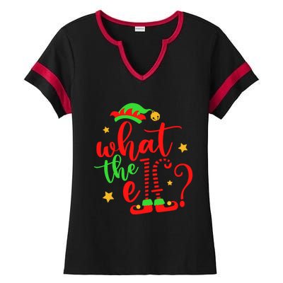 What The Elf ? Christmas Pajama Xmas Holiday Funny Funny Gift Ladies Halftime Notch Neck Tee