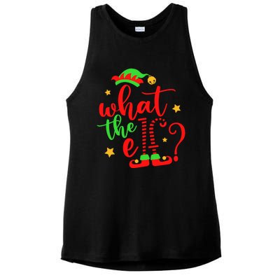 What The Elf ? Christmas Pajama Xmas Holiday Funny Funny Gift Ladies PosiCharge Tri-Blend Wicking Tank