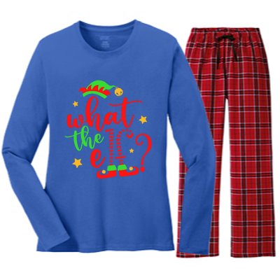 What The Elf ? Christmas Pajama Xmas Holiday Funny Funny Gift Women's Long Sleeve Flannel Pajama Set 