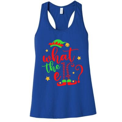 What The Elf ? Christmas Pajama Xmas Holiday Funny Funny Gift Women's Racerback Tank