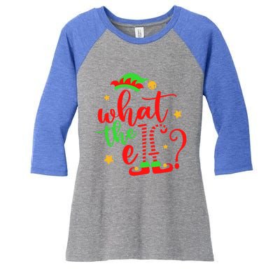 What The Elf ? Christmas Pajama Xmas Holiday Funny Funny Gift Women's Tri-Blend 3/4-Sleeve Raglan Shirt