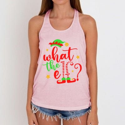 What The Elf ? Christmas Pajama Xmas Holiday Funny Funny Gift Women's Knotted Racerback Tank