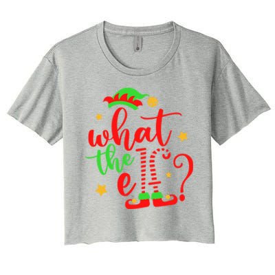 What The Elf ? Christmas Pajama Xmas Holiday Funny Funny Gift Women's Crop Top Tee