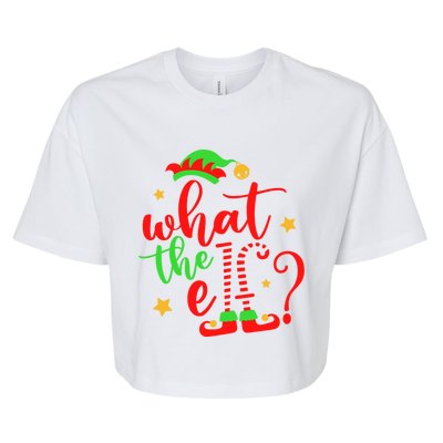 What The Elf ? Christmas Pajama Xmas Holiday Funny Funny Gift Bella+Canvas Jersey Crop Tee