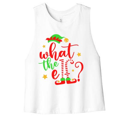 What The Elf ? Christmas Pajama Xmas Holiday Funny Funny Gift Women's Racerback Cropped Tank