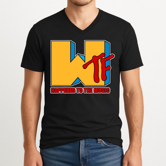 WTF Happened To The Music Funny V-Neck T-Shirt