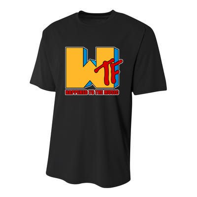 WTF Happened To The Music Funny Youth Performance Sprint T-Shirt