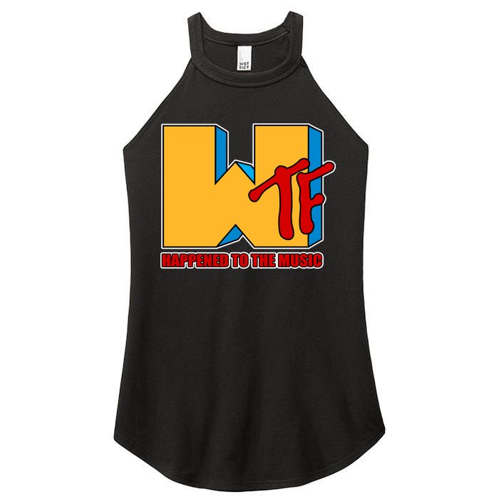 WTF Happened To The Music Funny Women's Perfect Tri Rocker Tank