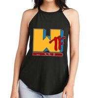 WTF Happened To The Music Funny Women's Perfect Tri Rocker Tank
