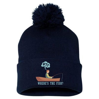 WTF Where The Fish Pom Pom 12in Knit Beanie