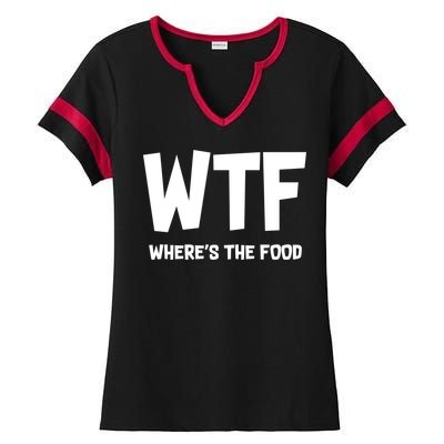 WTF Where's The Food Ladies Halftime Notch Neck Tee