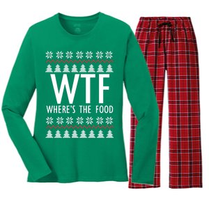 WTF Where's The Food Ugly Women's Long Sleeve Flannel Pajama Set 