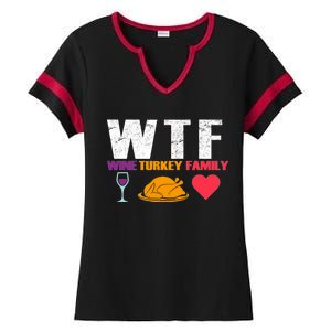 WTF Wine Turkey Family Thanksgiving  Ladies Halftime Notch Neck Tee