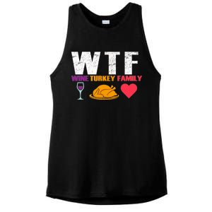 WTF Wine Turkey Family Thanksgiving  Ladies PosiCharge Tri-Blend Wicking Tank