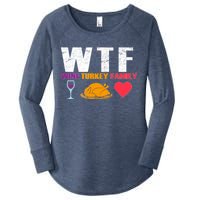 WTF Wine Turkey Family Thanksgiving  Women's Perfect Tri Tunic Long Sleeve Shirt