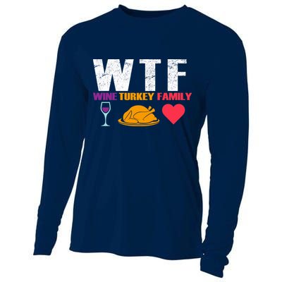 WTF Wine Turkey Family Thanksgiving  Cooling Performance Long Sleeve Crew