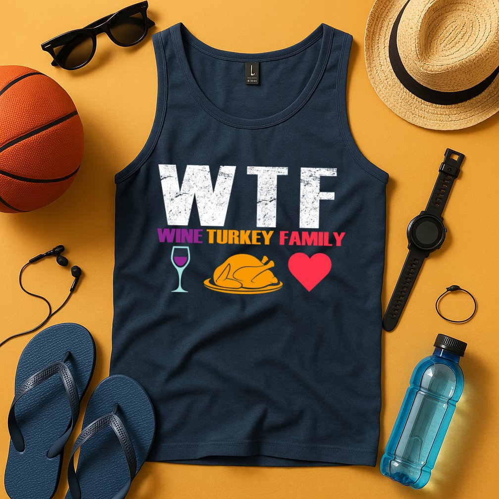WTF Wine Turkey Family Thanksgiving  Tank Top