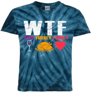 WTF Wine Turkey Family Thanksgiving  Kids Tie-Dye T-Shirt