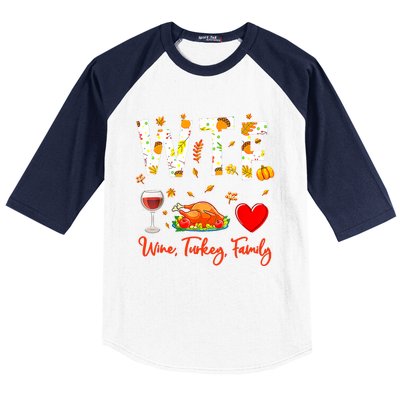 Wine Turkey Family Shirt WTF Funny Thanksgiving Gift Shirt Baseball Sleeve Shirt