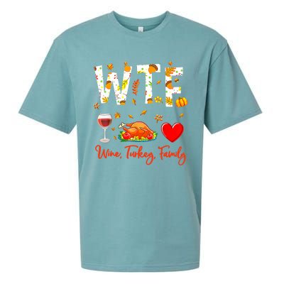 Wine Turkey Family Shirt WTF Funny Thanksgiving Gift Shirt Sueded Cloud Jersey T-Shirt