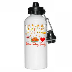 Wine Turkey Family Shirt WTF Funny Thanksgiving Gift Shirt Aluminum Water Bottle