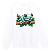 Whites Tree Frog Lover Australian Green Tree Frog Premium Crewneck Sweatshirt