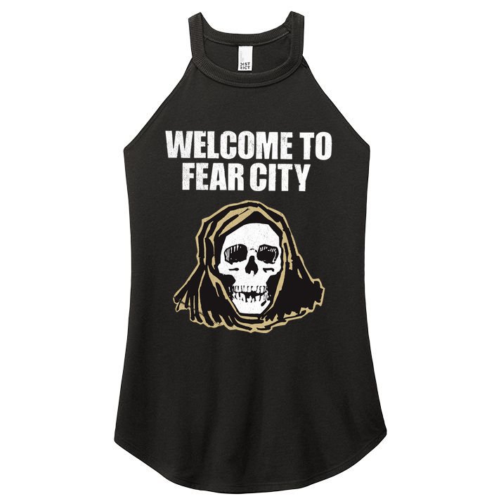 Welcome To Fear City Nyc New York 1977 Tourism Distressed Gift Women's Perfect Tri Rocker Tank
