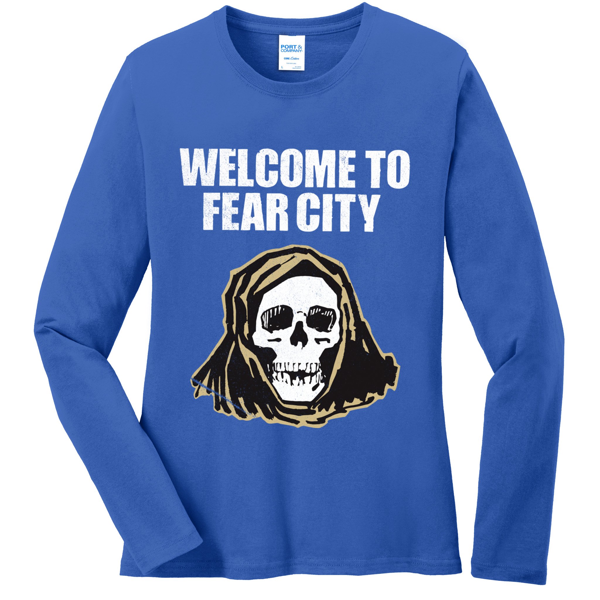 Welcome To Fear City Nyc New York 1977 Tourism Distressed Gift Ladies Long Sleeve Shirt