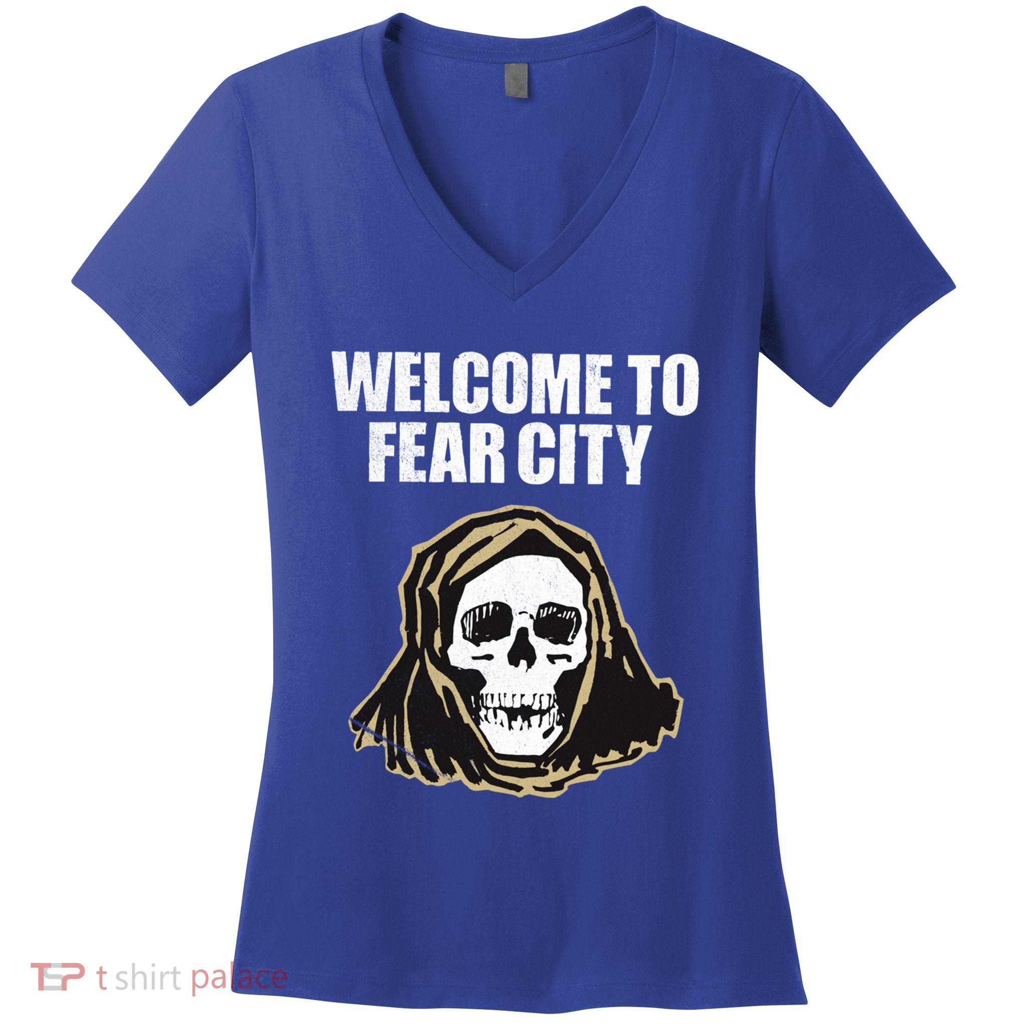 Welcome To Fear City Nyc New York 1977 Tourism Distressed Gift Women's V-Neck T-Shirt
