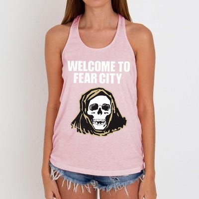 Welcome To Fear City Nyc New York 1977 Tourism Distressed Gift Women's Knotted Racerback Tank