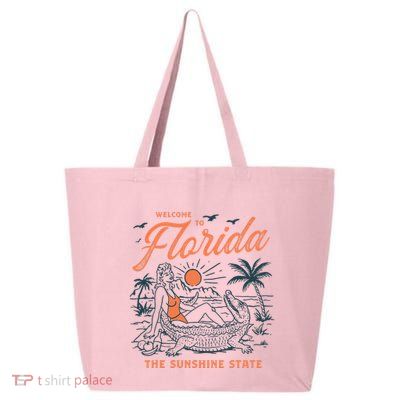 Welcome To Florida Funny Vintage Gator Beach Sunshine State 25L Jumbo Tote