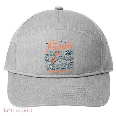Welcome To Florida Funny Vintage Gator Beach Sunshine State 7-Panel Snapback Hat