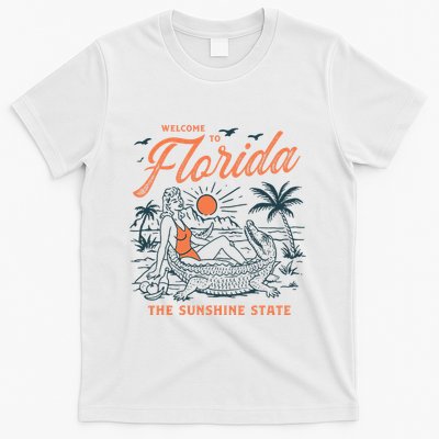 Welcome To Florida Funny Vintage Gator Beach Sunshine State T-Shirt