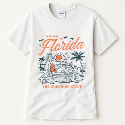 Welcome To Florida Funny Vintage Gator Beach Sunshine State Tall T-Shirt