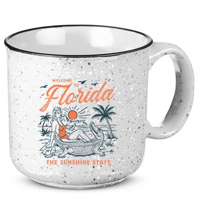 Welcome To Florida Funny Vintage Gator Beach Sunshine State 15oz Campfire Ceramic Mug