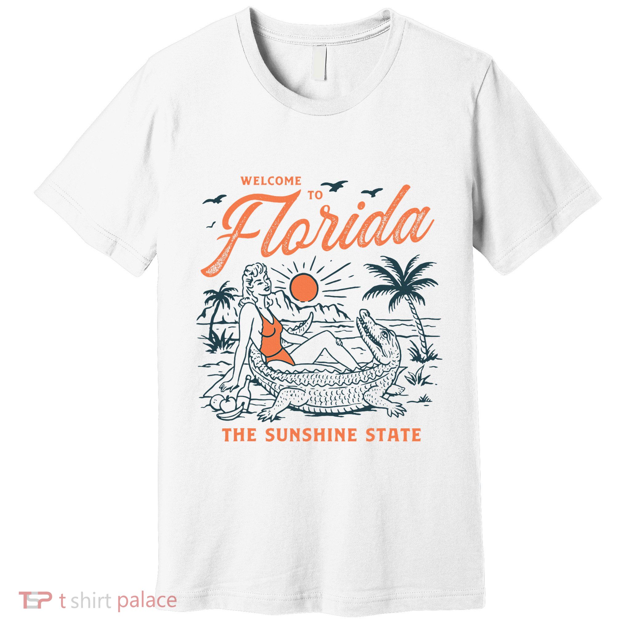 Welcome To Florida Funny Vintage Gator Beach Sunshine State Premium T-Shirt
