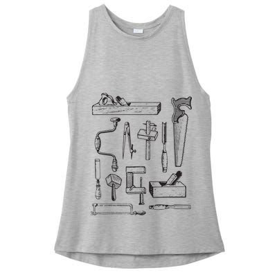 Woodworking Tools For Carpenters And Woodworkers Gift Men Ladies PosiCharge Tri-Blend Wicking Tank