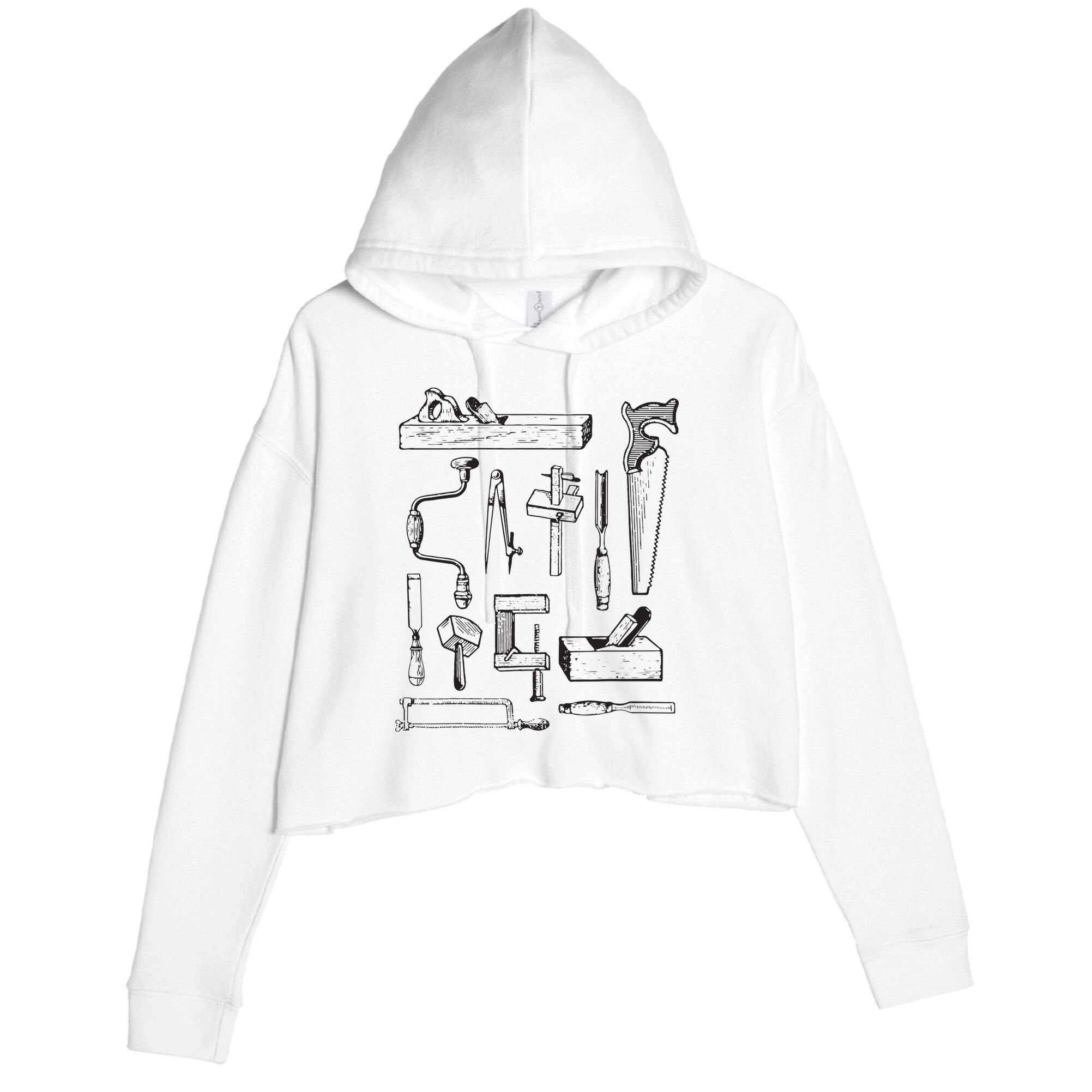Woodworking Tools For Carpenters And Woodworkers Gift Men Crop Fleece Hoodie