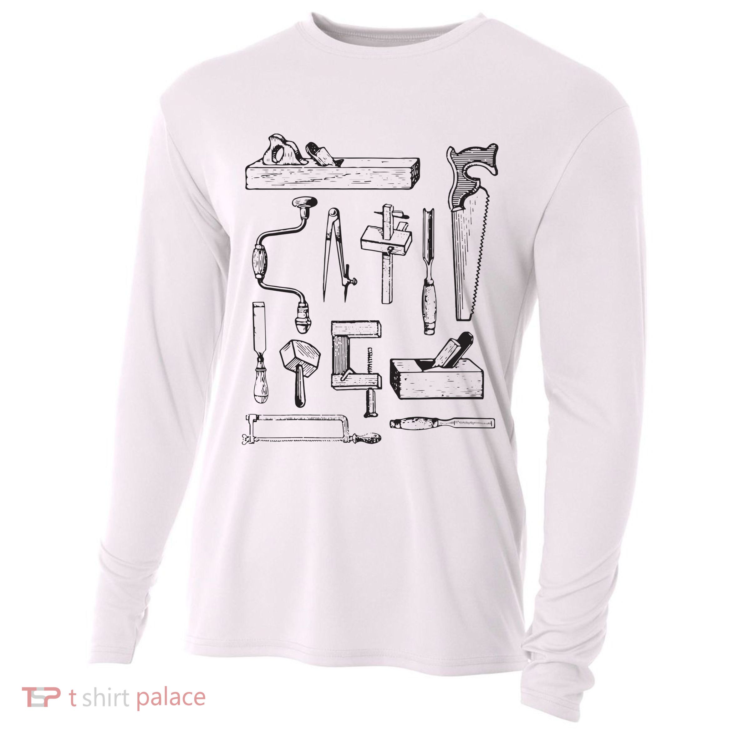 Woodworking Tools For Carpenters And Woodworkers Gift Men Cooling Performance Long Sleeve Crew